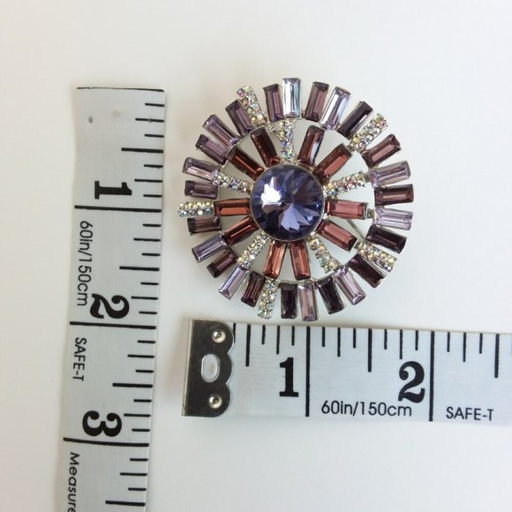 Anne Klein Purple Rhinestone Brooch - Picture 3 of 8